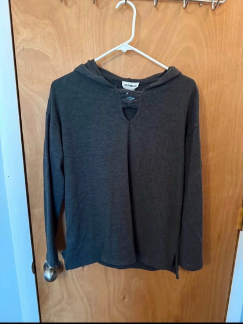 Republic Charcoal Hooded Long-Sleeve Sweater